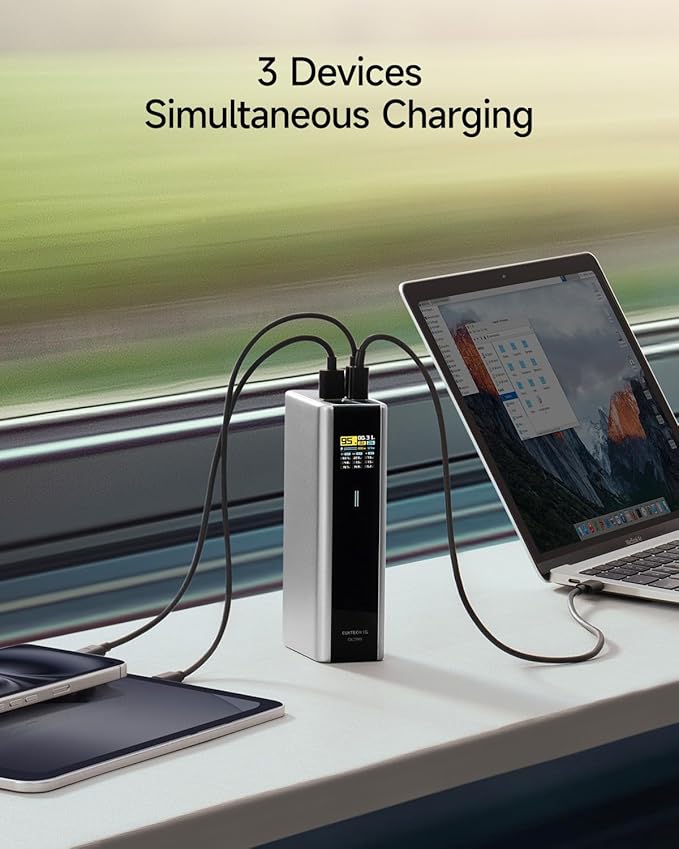 CUKTECH 15 Ultra Power Bank, 20000mAh 140W Laptop Charger, 3-Port USB C Charger, PD3.1 Fast Charging Battery Pack with Smart Display, Compatible with iPhone 16/15/14/13, Samsung, MacBook, Dell, etc