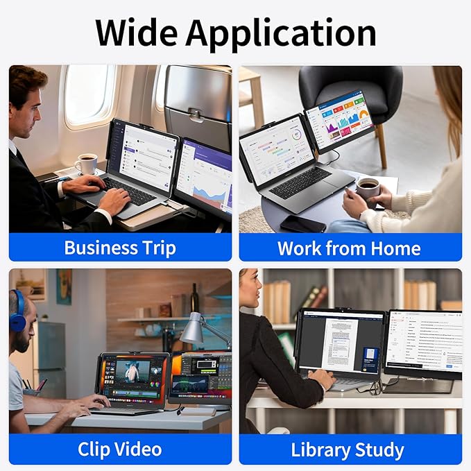 Laptop Screen Extender 14" FHD IPS Portable Travel Monitor for Laptop, Second Screen for 13"-17" Laptops, Plug & Play for Trip/Remote Work, Compatible with Windows/Mac/Android/Chrome