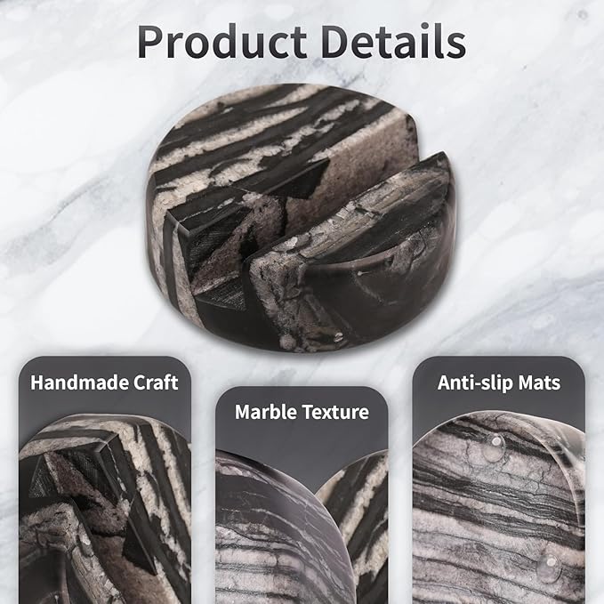 Marble Phone Stand for Desk - Cell Phone Holder for Nightstand Office Decor Telephone Boho Black Marble Kitchen Accessories