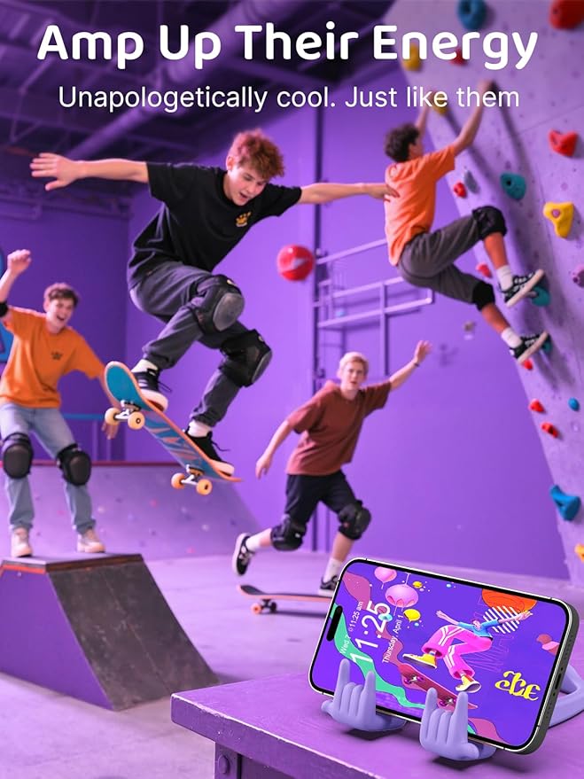 Stocking Stuffers for Teen Boys Girls Gifts Cell Phone Stand Upgrade Adjustable Rock on Lazy Phone Stand for Desk Cool Funny Gadget Gifts for Christmas Adult Men Women Wife 2Pack Black Purple