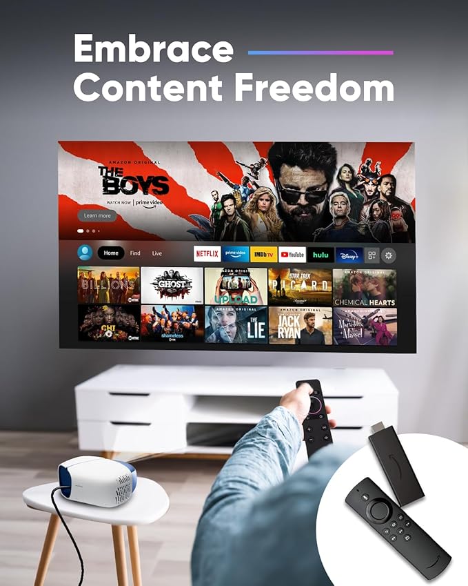 NOMVDIC L500 1080P Laser Projector, 500 Lumens, Portable Triple Laser Projector, Mini Projector with WiFi and Bluetooth, 180" Big Screen, Built-in Speaker, MEMC, H/V Keystone, Auto Focus