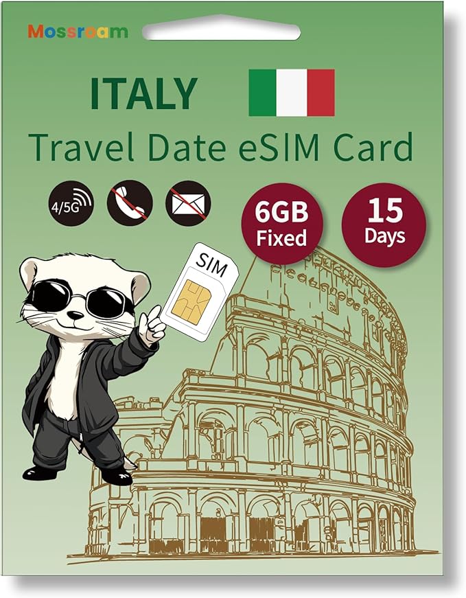 Italy SIM Card with 6GB High-Speed Fixed Data for 15 Days - Prepaid 4G/5G Mobile Internet for Travel, Work & Study - Compatible with All Phones
