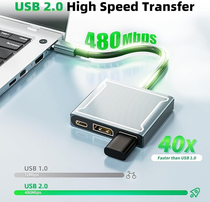 USB C to DisplayPort Multiport Adapter Dock, BolAAzuL 3-in-1 Type C Hub with 1xDP 1.4 + 1xUSB 2.0 + 1xPD Charging Port(Type C), 8K 60Hz/ 100W PD/DP ALT Mode Supported for Macboo pro, iPad pro, Monitor