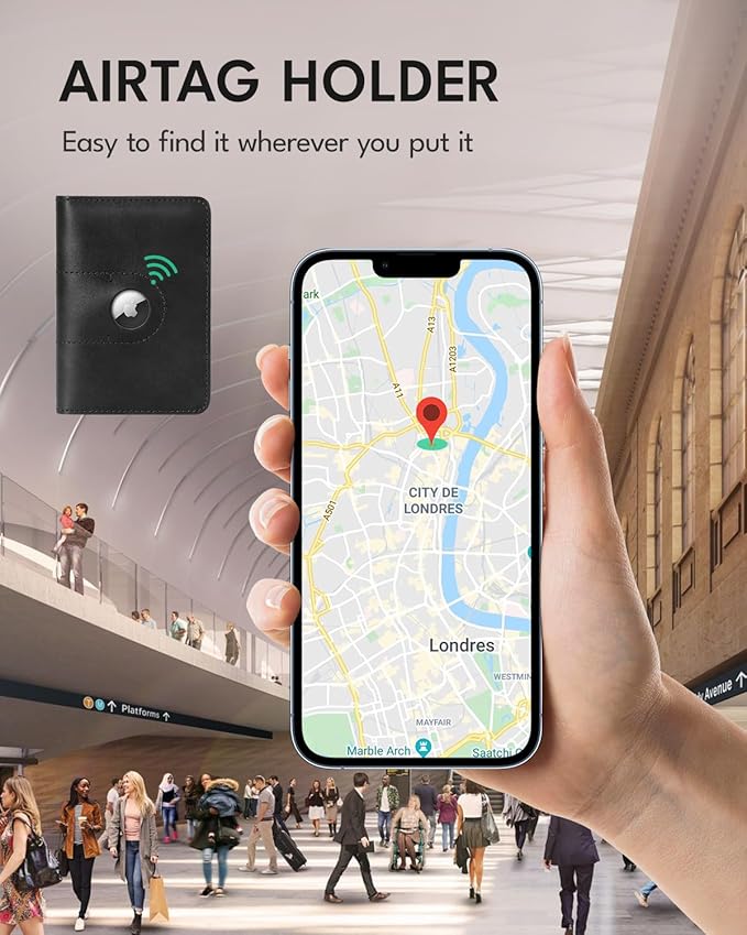 ALLIVE Passport Holder for Travel with AirTag Holder - Genuine Leather Passport Cover & Wallet for Men and Women, Airport Essentials