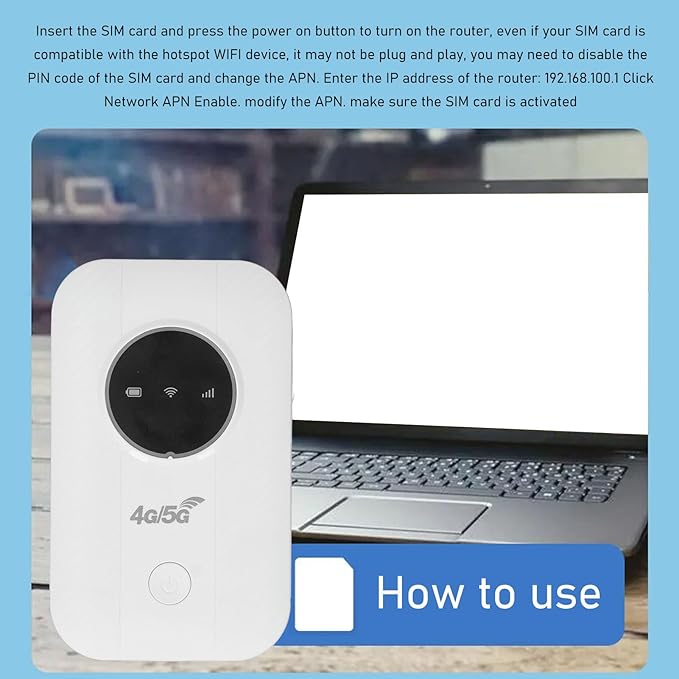 4G LTE Mobile Hotspot, Professional Portable Travel Routers SIM Card, 300Mbps High Speed Unlocked Router Hotspot Device for Home Office Travel, Up to 10 Users