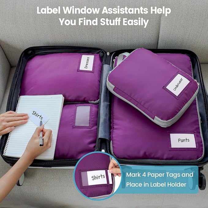 Cambond Compression Packing Cubes for Travel Women - Travel Bags Luggage Organizers Travel Essentials Compression Cubes for Travel Carry on Suitcases Organizer