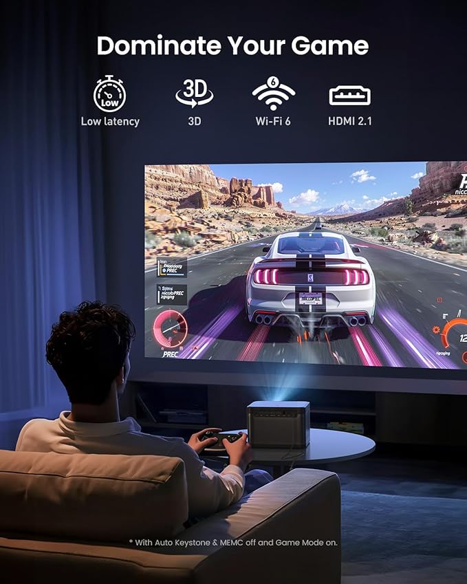 Dangbei DBOX02 Laser Projector 4K GTV, 2450 ISO Lumens, Netflix Officially Licensed, Blu-ray 3D, Home Theater Projector with WiFi and Bluetooth, HDR10+, 200-inch Picture, 2x12W DTS:, Dolby Audio