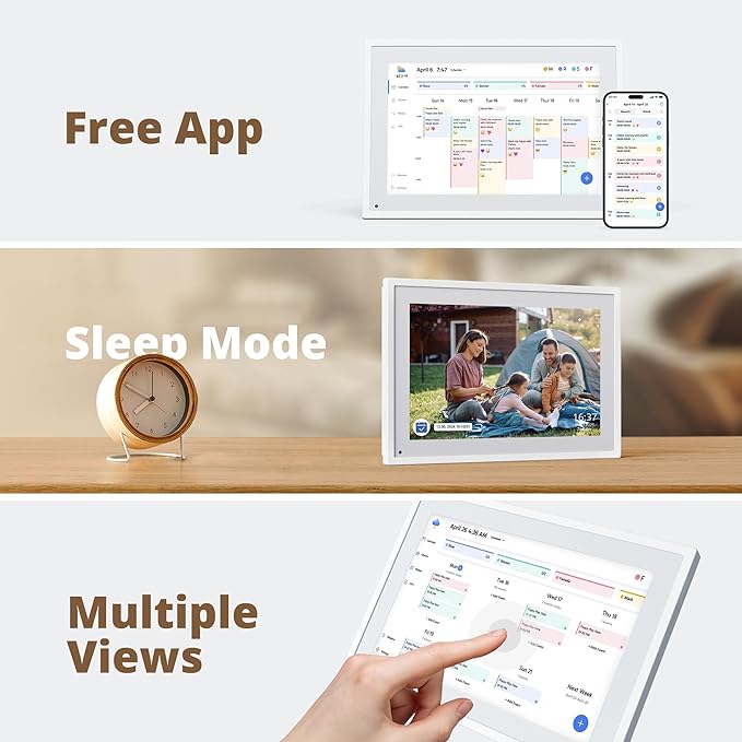 Dragon Touch 10.1 inch Digital Calendar Chore Chart – Interactive Touchscreen, Smart Family Planner, Hearth Display Desk Digital Calendar Seamless Scheduling