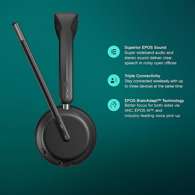 EPOS Impact 1061T - Enhanced Open Office Headset with Hybrid ANC, AI™ Microphone, and Multipoint Connectivity