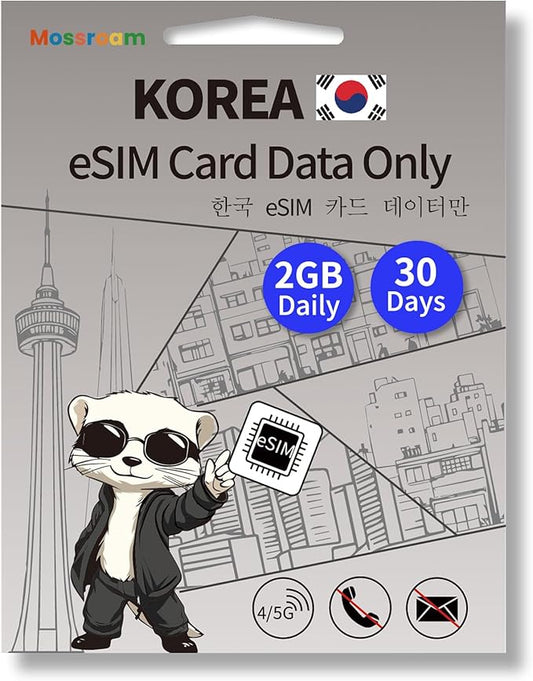 South Korea eSIM Card – Prepaid Data Plans | Day Pass 2GB Daily Data,30 Days | High-Speed 4/5G LTE | Ideal for Travelers