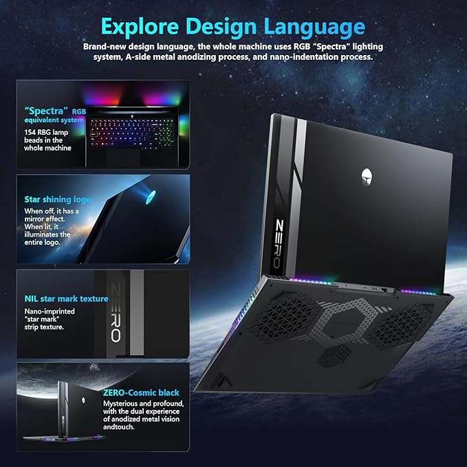 Thunderobot Zero 18 Pro 5090 Gaming Laptop, 18" QHD+ 240Hz 2.5K Hummingbird Display, Core Ultra 9 275HX, GeForce RTX 5090, 64GB DDR5, 2TB SSD, Per-Key RGB, FHD IR Camera, Wi-Fi 6E, Win 11 Home