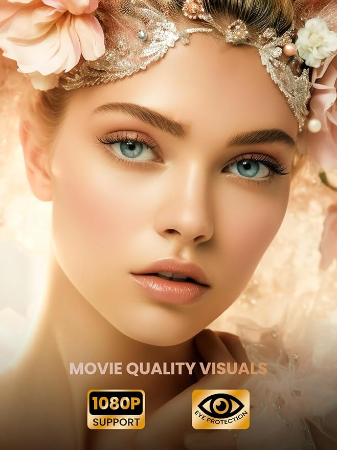 [Electric Focus] GROVIEW Mini Projector Bluetooth, Fully Sealed Portable Projector, 75% Zoom & Low Noise, Movie Projector for Phone/Laptop/Stick/HDMI/USB-Gray