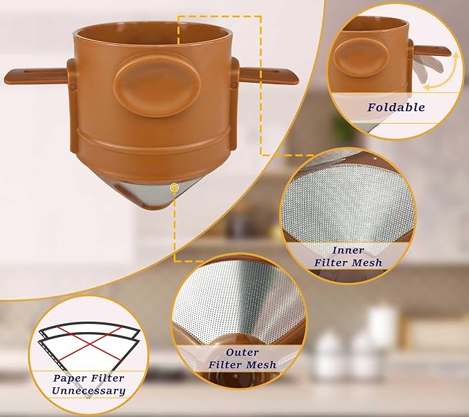 ZK&HX LIFE Pour Over Coffee Maker,Travel Coffee Mug,Insulated Coffee Mug,Camping Coffee Makers,Tea Infuser Mug for Loose Leaf Tea,Travel & On the GO