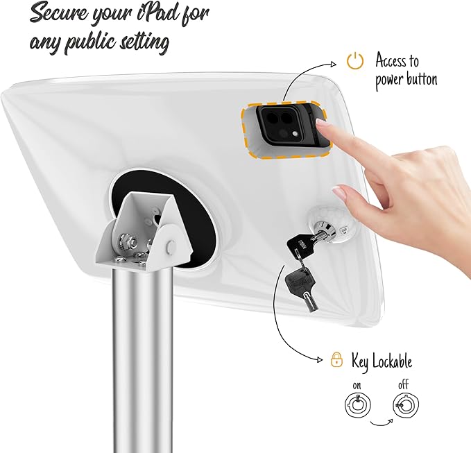 Tablet Floor Stand Anti-Theft Adjustable - Compatible with 10.9" iPad 10th, Pro 11" 1 2 3 4, Air 4 5, Air 11", iPad 11"(A16) - BSF302A