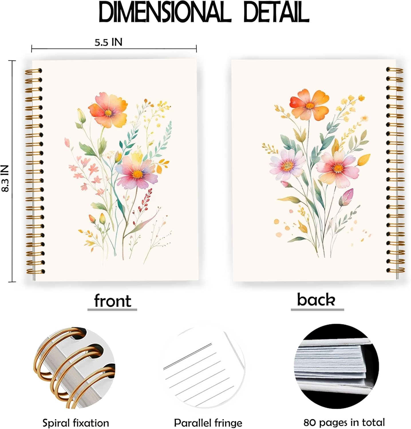 Vintage Wild Flower Botanical Plant Notebook 01,Rustic Spring Floral Cottagecore Notebook Journal for Work Office School Student Teacher,Hardcover Spiral Notebook 5.5x8.3