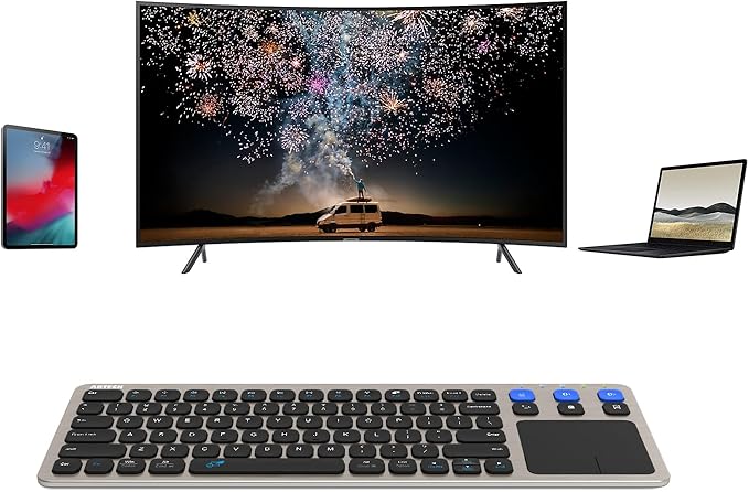 Arteck Universal 2.4G Wireless and Bluetooth Touch TV Keyboard Multi-Device with Easy Media Control and Build-in Touchpad Keyboard for Smart TV, TV Box, TV-Connected Computer, Mac, HTPC