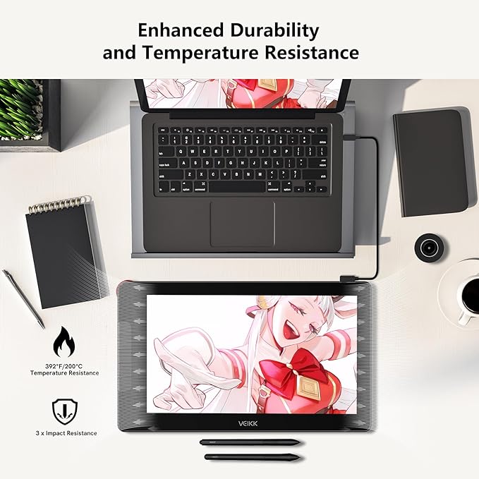 VEIKK Drawing Tablet with Screen 15.6" Graphics Tablet, Studio 16 Art Tablet with 16384 Pen Pressure,Adjustable Stand,Quick Dial and 5 Shortcut Keys, 125% sRGB