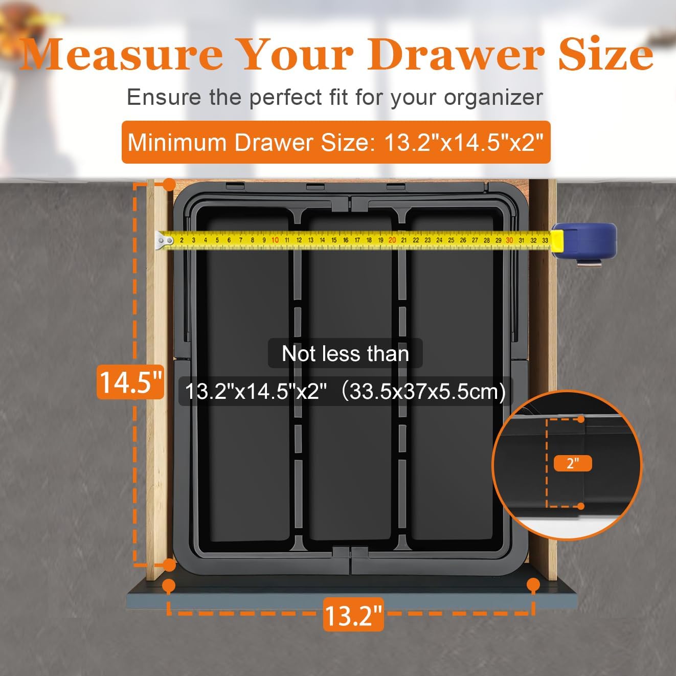 Large Utensil Drawer Organizer Expandable Silverware Organizer for Kitchen Drawer Adjustable Cooking Utensil Holder Cutlery Flatware Tray Spatula Tools Gadgets Storage Dividers Plastic Black