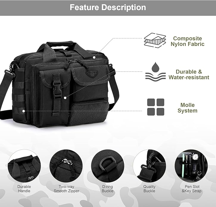 Stypos Tactical Messenger Bag Briefcase for Man Military Laptop Bag 14 Inch/15.6 Inch /17.3 Inch Messenger Shoulder Work Bag
