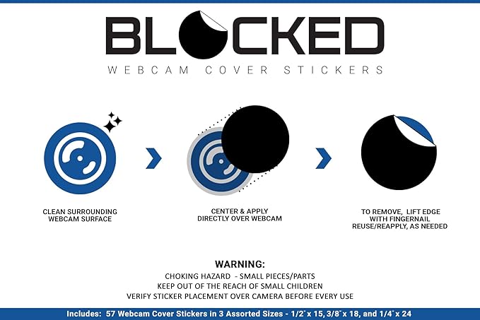 Stackable Webcam/Camera Vinyl Covers | 57 Low-Tack Restickable Webcam Sticker | Multiple Sizes | White 57-Pack (Ultra Glossy)