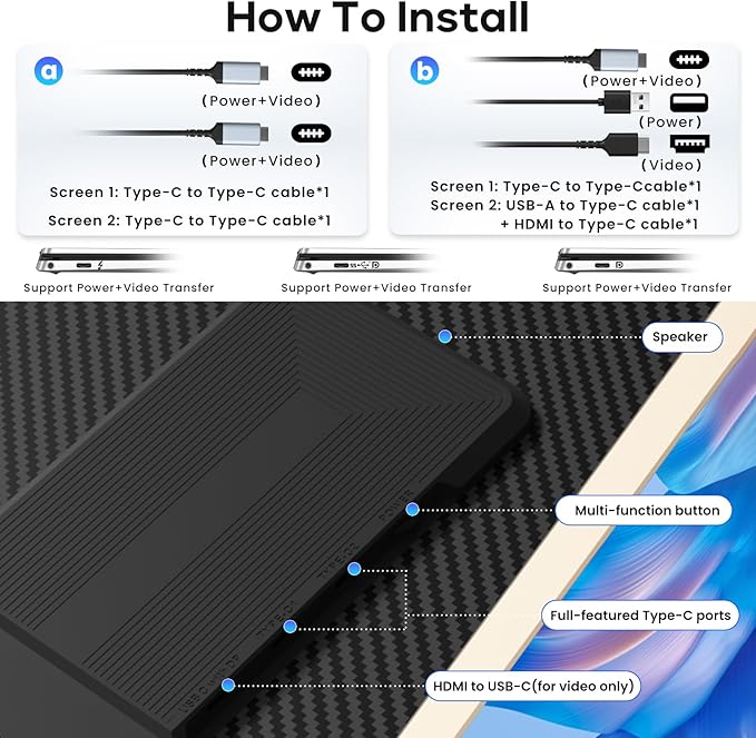 Redalf 15.6" Laptop Screen Extender, 1080P FHD Triple Portable Laptop Monitor Extender,Detachable Screen Travel Monitor for 13"-17.3" Laptops (Mac/Wins/Chrome/Dex)
