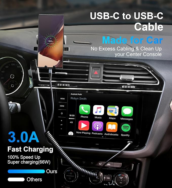 USB C to USB C Cable 6ft, 2Pack Coiled USB C Charger Cable Car, Type C Fast Charging for Cable for iPhone 17/16/15/Plus/Pro/Pro Max/MacBook Pro 2020/iPad Pro 2020/iPad Air 4/Samsung Galaxy S23