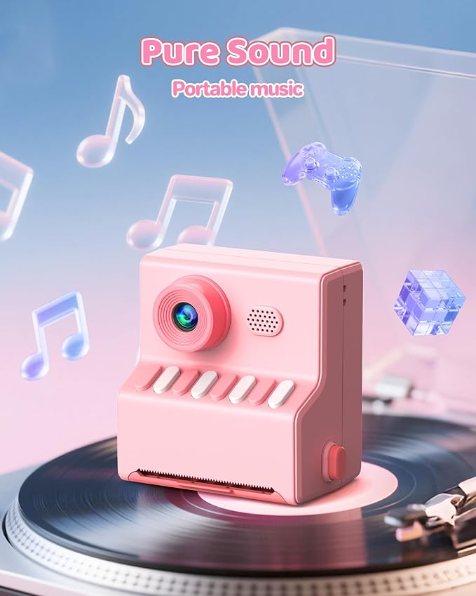 Kids Camera Instant Print Pink: HODDRCCN Instant Print Camera for Kids - Christmas & Birthday Gift for Boys and Girls Ages 3-12 - Includes 32G SD Card & Portable Lanyard & 3 Rolls Printing Paper