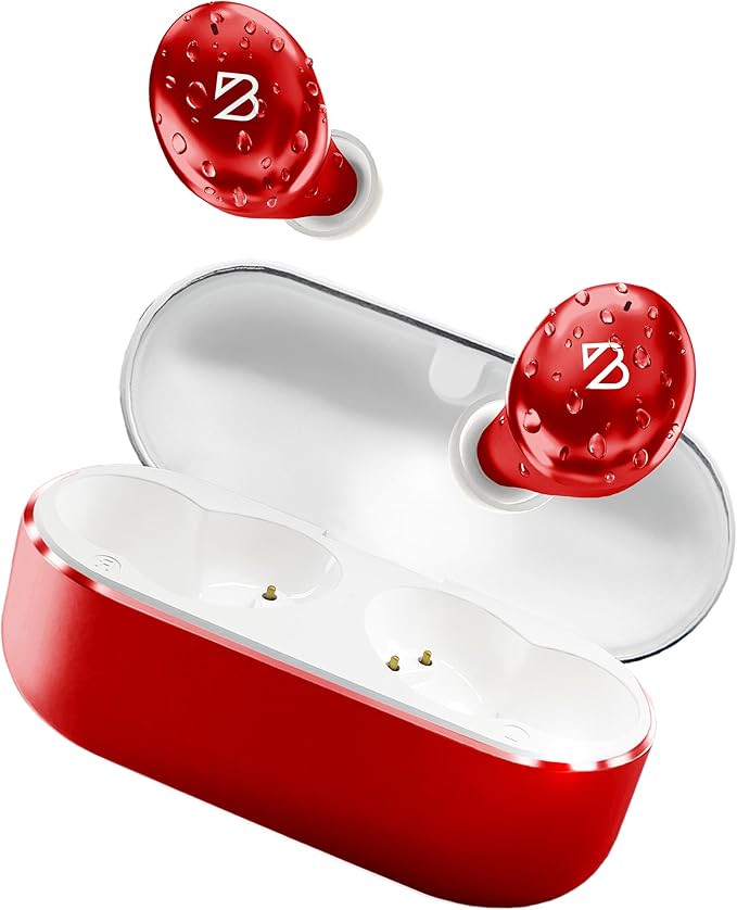 Back Bay Audio Tempo 30 Wireless Earbuds for Small Ears - Award-Winning Sound, Sweatproof Bluetooth Earbuds, Comfortable Ear Buds for Women, Red Earphones Small Ear Canals, Long Battery Headphones