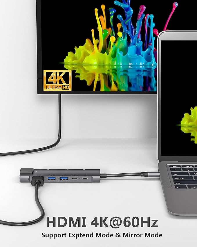 USB C Hub 9 in 1 Multiport Adapter w/Gigabit Ethernet,100W PD,4K@60Hz,2 USB 3.0,USB C 3.0 Data,SD/TF Card Reader,3.5mm Jack,Dongle Docking Station for MacBook iPad Pro iPhone 15 Steam Deck/Rog Ally