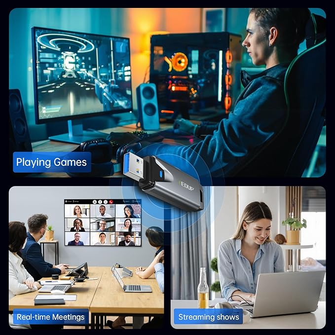 EDUP Mini USB 3.0 WiFi 6E Adapter for PC, AXE3000, 802.11ax, Tri-Band 6GHz/5GHz/2.4GHz, USB Wi-Fi Dongle Wireless Network Card, Support Windows 11/10 (Install Driver) & Linux (Plug and Play)