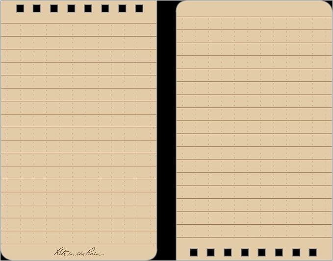 Rite in the Rain Weatherproof Top Spiral Notebook, 3" x 5", Brown Cover, Universal Pattern, 3 Pack (No. 435-3)