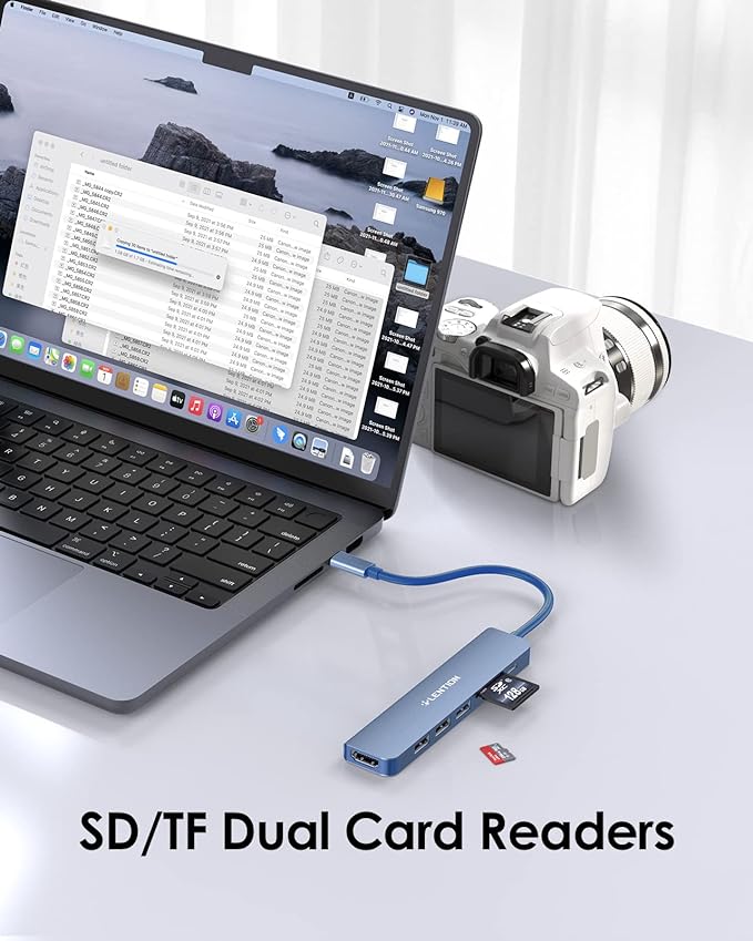 LENTION USB C Hub with 100W Charging, 4K HDMI, Dual Card Reader, USB 3.0 & 2.0 Compatible 2023-2016 MacBook Pro, New Mac Air/Surface, Chromebook, More, Stable Driver Adapter (CB-CE18,Blue)