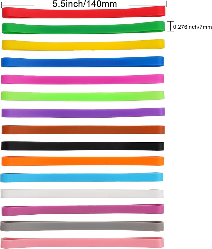 Rubber Bands Silicone 15 Pcs 5.5inch Elastic Bands for Notebook Books Cooking Wrapping Rubber Bands Boxes Wraps Office Supplies