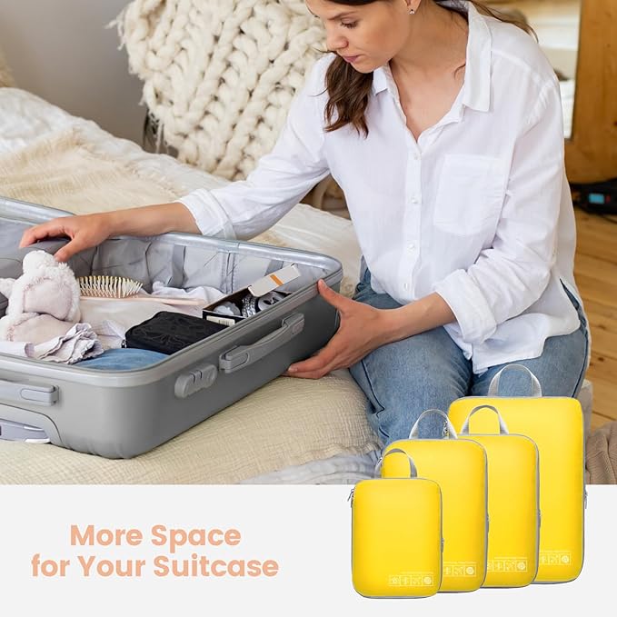 Cambond Compression Packing Cubes for Travel Women - Travel Bags Luggage Organizers Travel Essentials Compression Cubes for Travel Carry on Suitcases Organizer