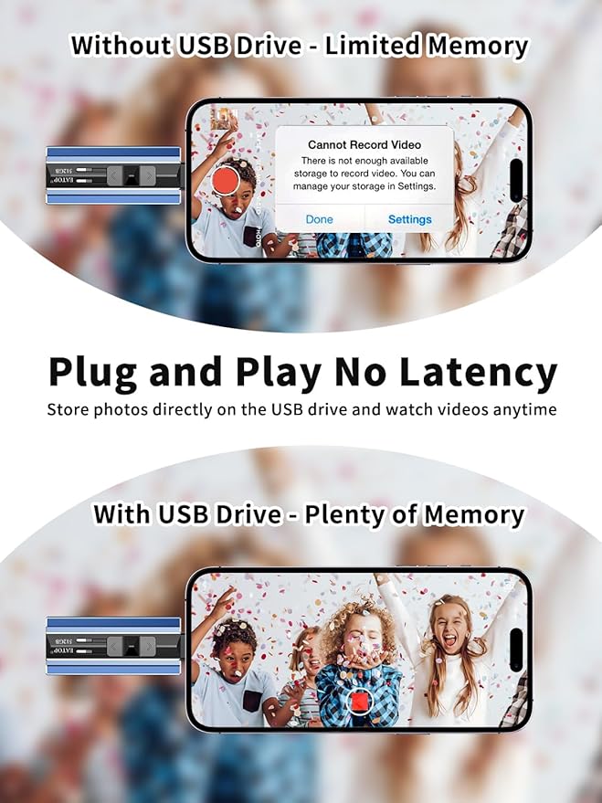 512GB Flash Drive Intended for iPhone iPad Android and Computers, 4 in 1 Photo Stick for Phone Memory Storage Easily Backup Photos Videos, Plug and Play, No Application Required (Navy Blue)