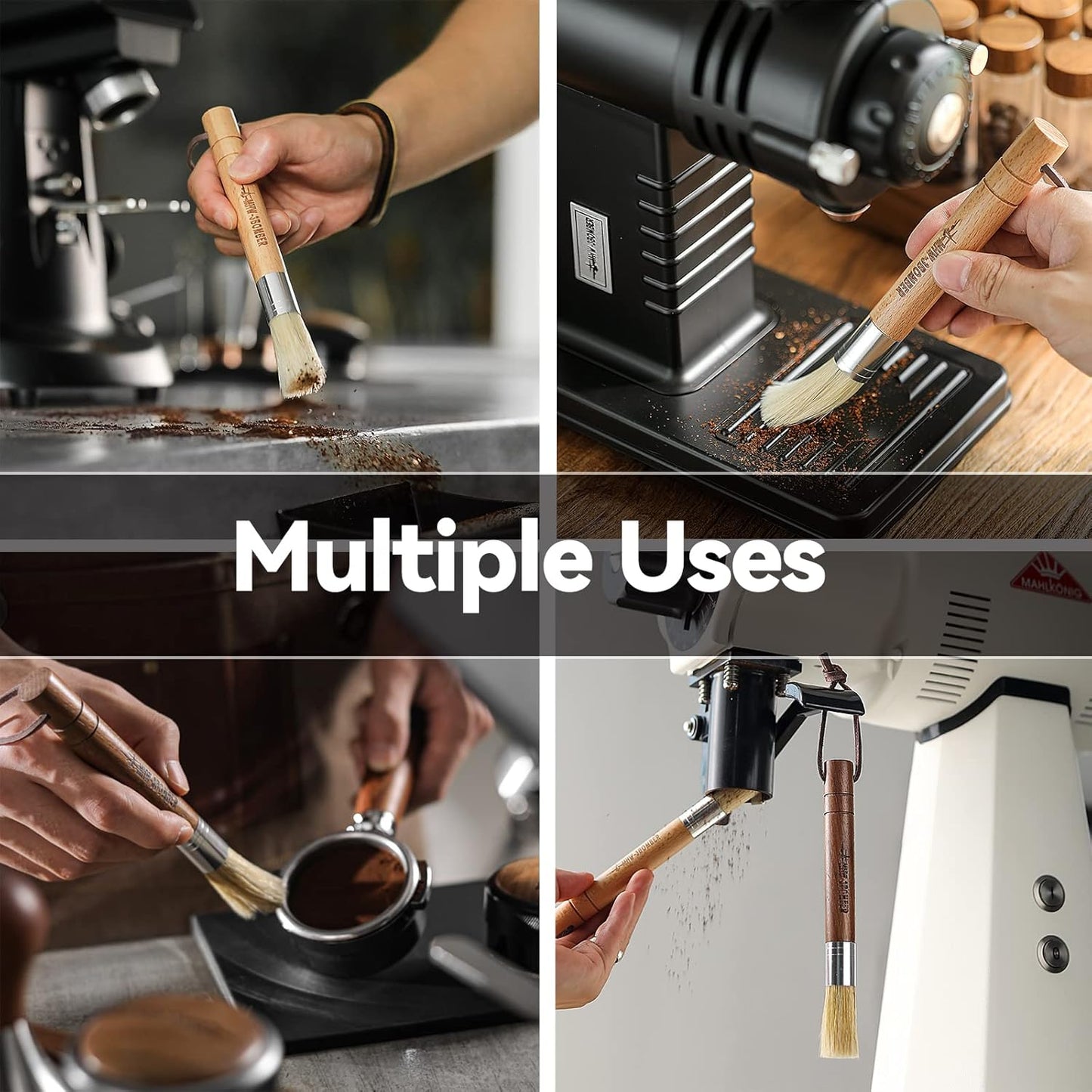 MHW-3BOMBER Air Blower and Coffee Grinder Cleaning Brush, Coffee Machine Cleaning Tool Set, Air Duster and Walnut Wood Brush Kit for Espresso, Camera, Keyboard, Coffee Powder Cleaning Tool CS7088-OS