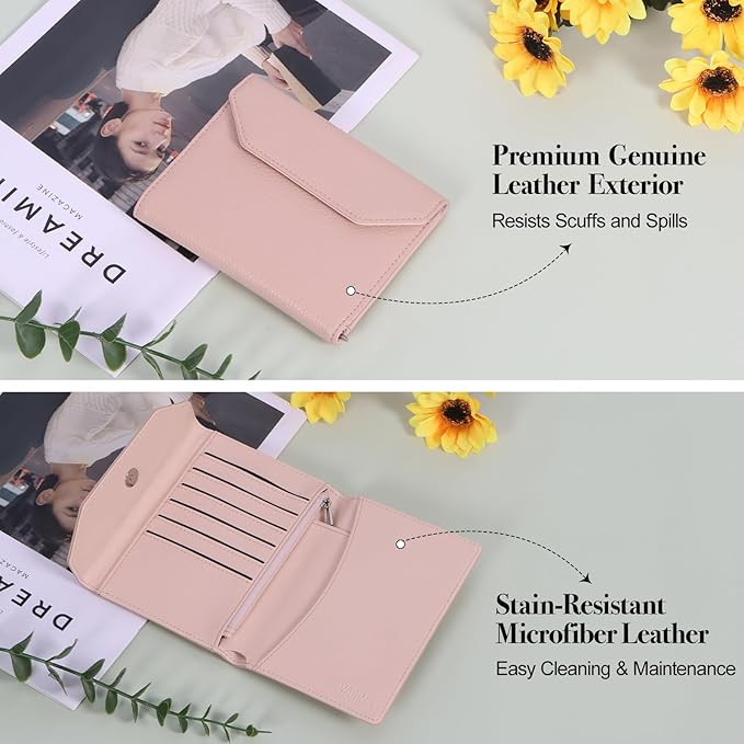 Passport Holder for Travel,Passport Book Holder，Rfid Blocking Travel Wallet Protect Your Card Security,Leather Travel Document Organizer for Men Women,Airport Essentials Gift (Pink)