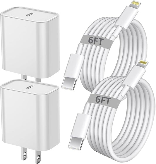 iPhone Fast Charger, iPhone Charger Fast Charging 2Pack PD 6FT Type C Quick USB C to Lightning Cable Cord Fast Charger iPhoneUSB C Wall Block Plug for iPhone14 13 12 11 Pro Max XR XS X, iPad, AirPods