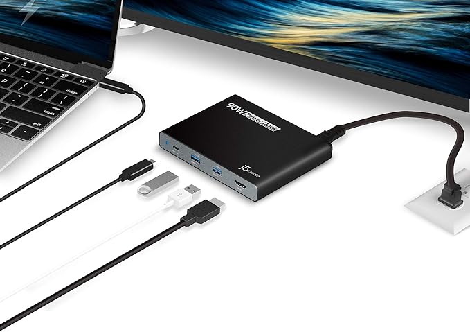 j5create USB-C Travel Hub with PD 65W Power Supply - for Travel or Business Trip - Charging Adapter Hub with 4K HDMI, USB-A x 2 - for MacBook Air/Pro 13, Surface Pro, and USB-C Laptop (JCDP392)