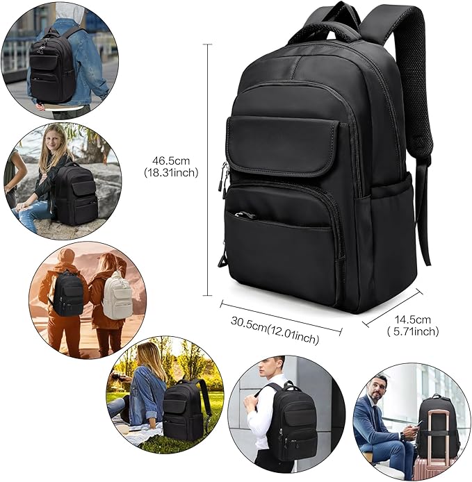 FOXLOVER Travel Laptop Backpack, Anti-Theft Slim Business Backpack, School College Bag for Men & Women, Fits 15.6 Inch Laptop