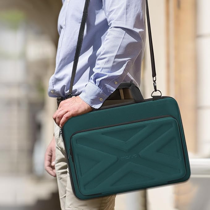 MOSISO Hard Shell Laptop Case for Men Women,13 inch Computer Bag Compatible with MacBook, HP, Dell, Lenovo, Asus, Notebook,13.3 inch Laptop Bag with Front Pocket & Shoulder Strap, Teal Green