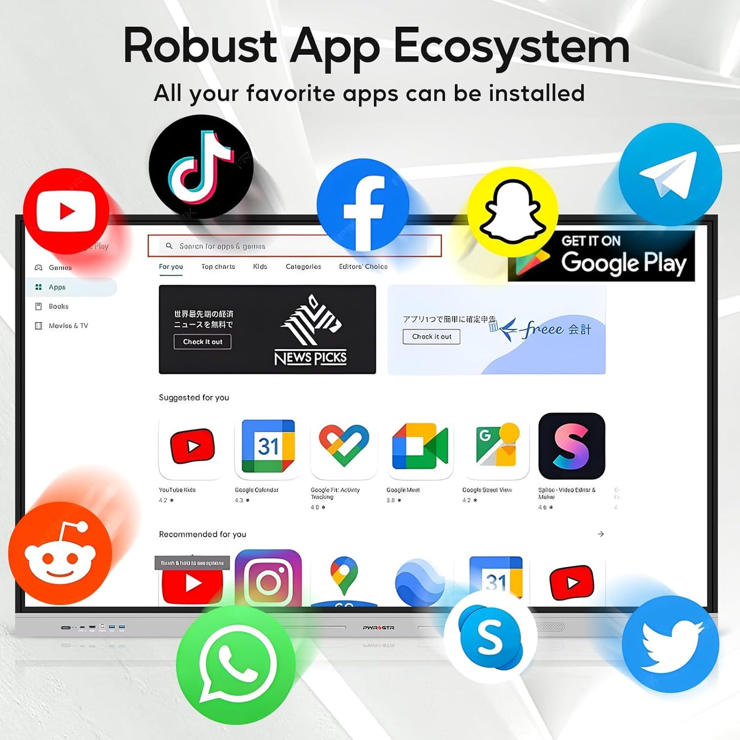 Smart Board | 65" Interactive Whiteboard | 4K UHD | Android 14 | 8+128GB | Digital Whiteboard, Electronic White Board for Classroom Home Office | Wall Mount Included