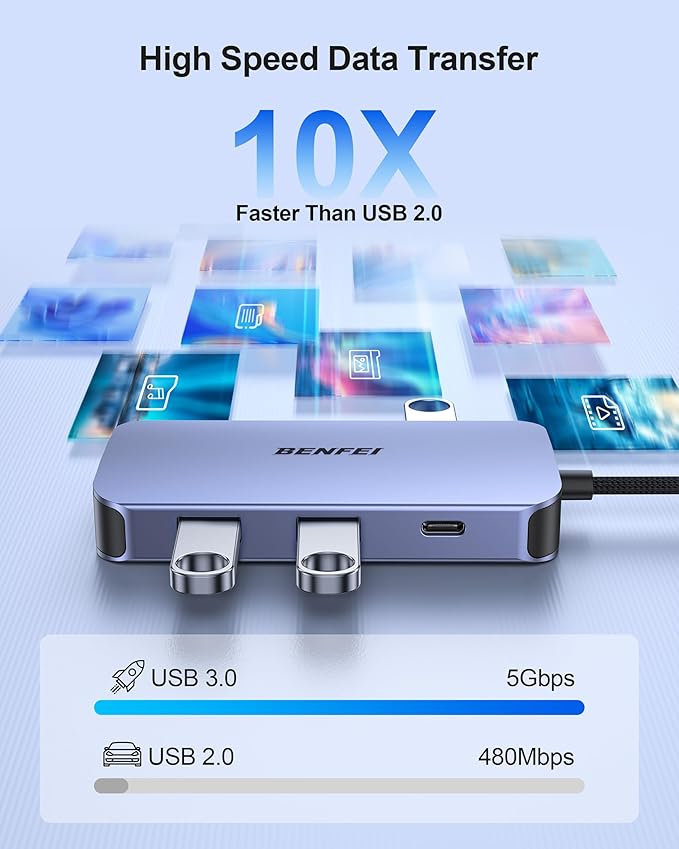 BENFEI USB C Docking Station, 8-in-1 USB C Hub with Triple Display Dual HDMI, VGA, 3*USB 3.0, 100W Power Delivery, 3.5mm AUX Audio Compatible with MacBook Pro, XPS and More