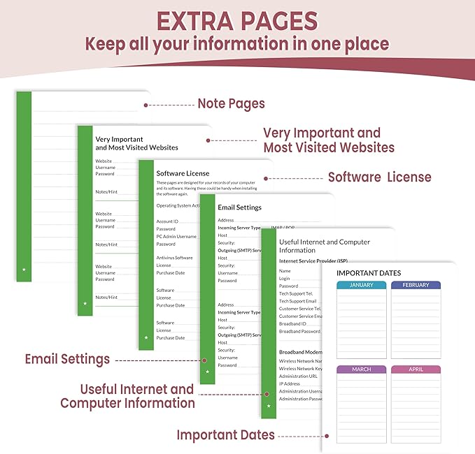 SUNEE Password Book with Colorful Alphabetical Tabs, Password Books for Seniors, Password Keeper Book for Computer and Internet Address Website Login, 5.3''x 7.7''- Rose Gold