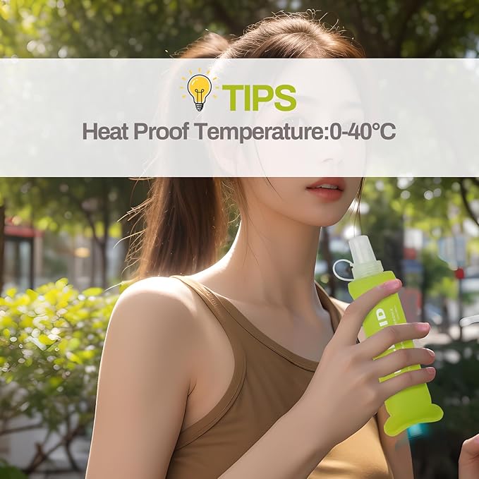 Soft Flask Running Bottles Collapsible Water Bottle Foldable for Traveling Running Vest Collapse Hydration TPU 250ml for Runner(250ml/8.45oz - Pack of 2)