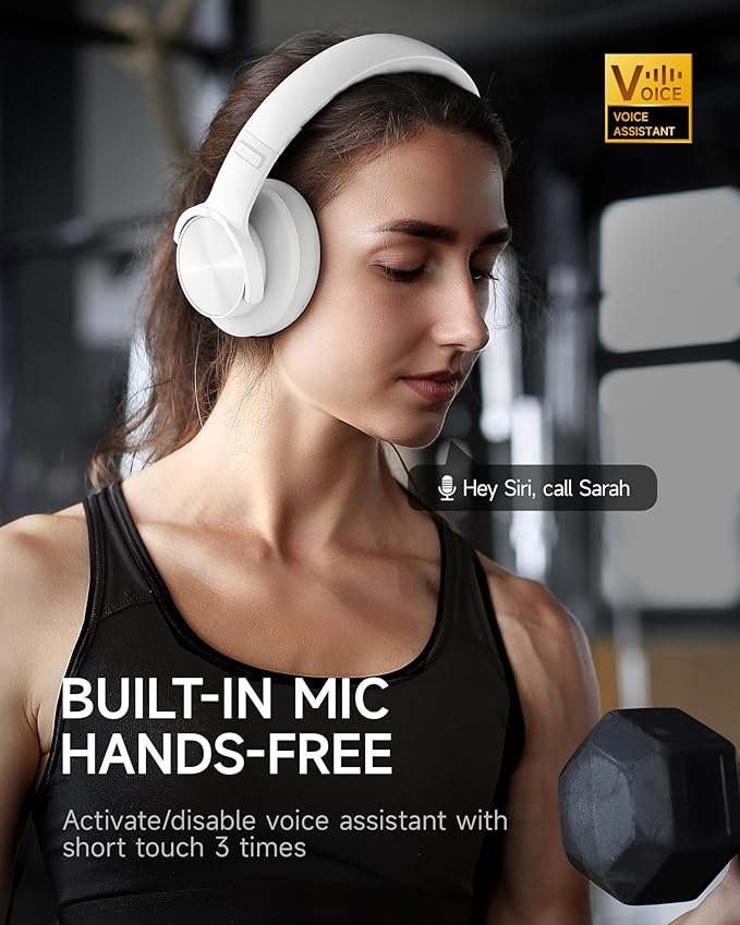 Picun B8 Bluetooth Headphones, 120 Hours Headphone Wireless Bluetooth, Hands-Free Calls, 3EQ & Game Mode, Foldable Headphones Over Ear for Travel Home Office Cellphone PC White