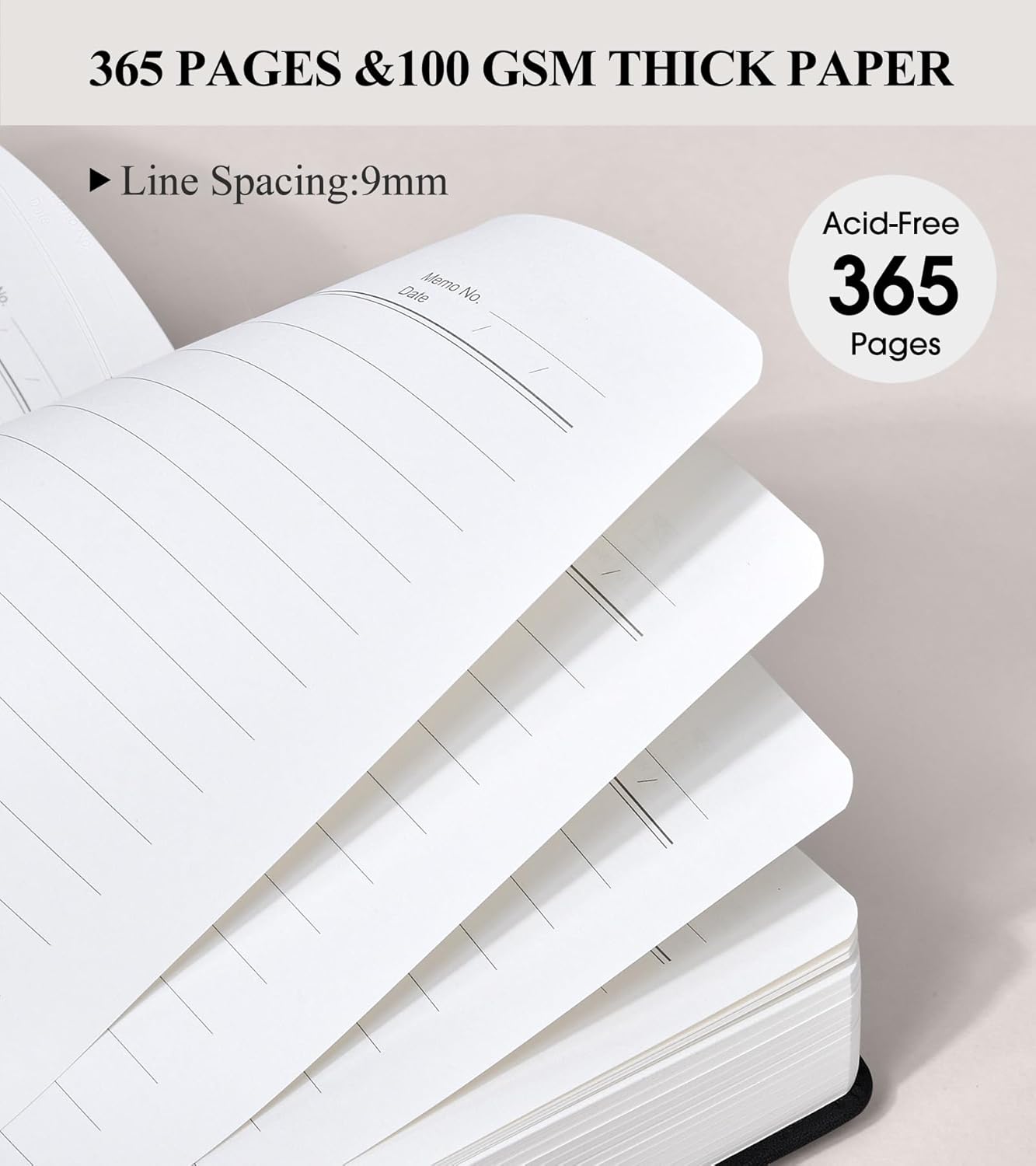 365 Page Thick Lined Journal Notebook for Men Women, A5 Leather Journals for Writing, Hardcover Notebooks for Work, School, Note Taking,Travel, Business,Personal Diary, College Ruled 5.9" x 8.4"