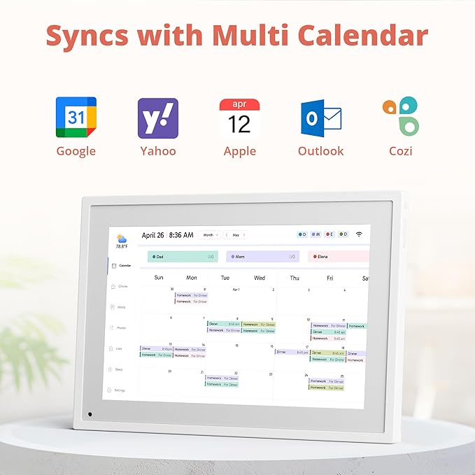 Digital Calendar Touch Screen 10 Inch, Electronic Calendar Chore Chart for Family Monthly/Weekly/Daily Planner, Smart Calendar for Home Organization, Desk Mount and APP Control