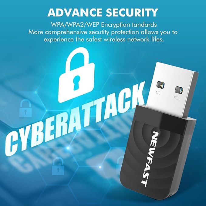 NEWFAST AC1300 Nano USB WiFi Adapter (U323), 2.4G/5G Dual Band WiFi Adapter for Desktop PC, MU-MIMO WiFi Dongle, USB 3.0, Supports Windows 11/10/8.1/8/7/XP, Mac OS 10.9-10.15