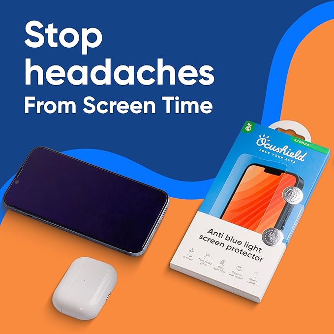 Ocushield Anti Blue Light Tempered Glass Screen Protector for iPhone 11 Pro/X/XS - Protect Your Eyes, Reduce Migraines & Improve Sleep